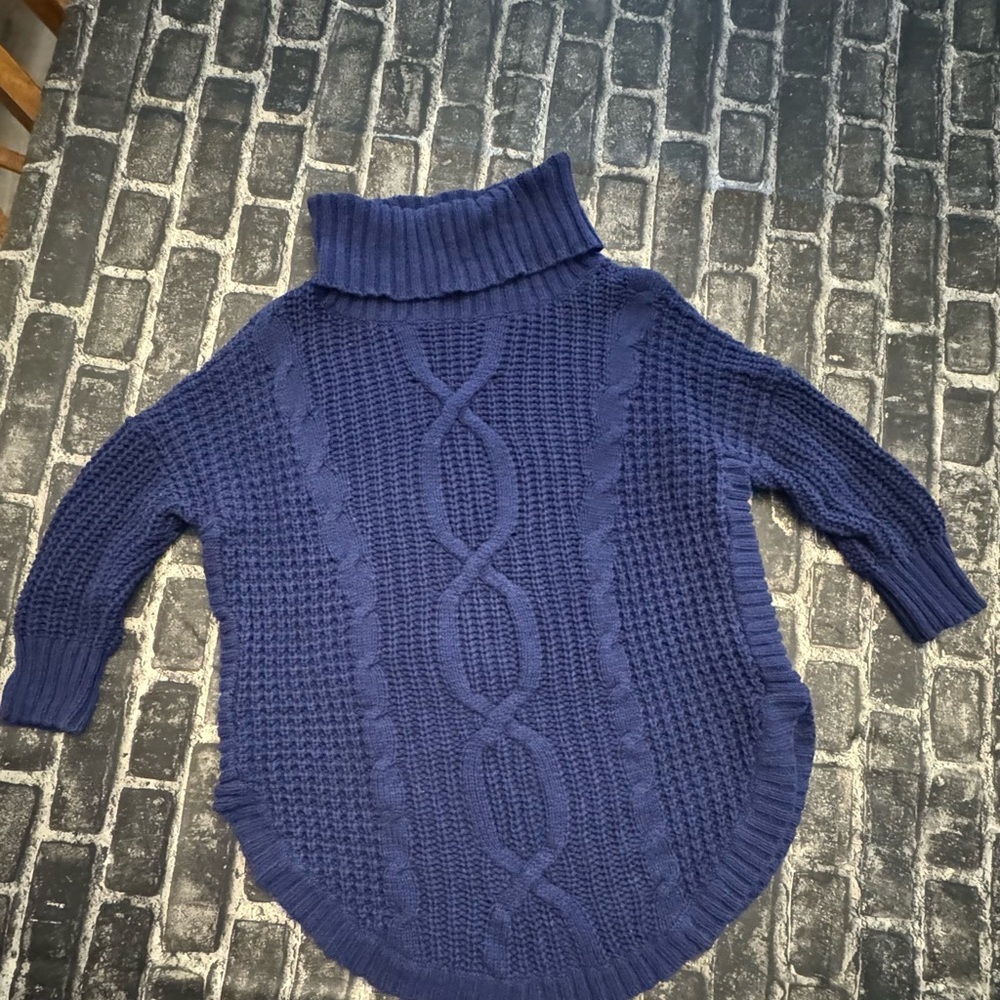 Express Deep Blue Cable Knit Turtleneck Sweater